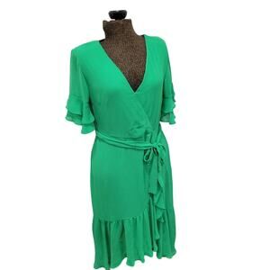 Emma & Michele Faux Wrap Surplice Neckline Midi Dress Size 6